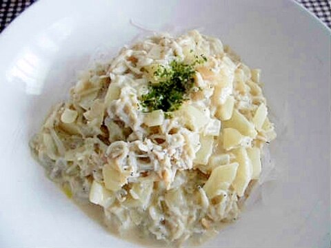 しらすの豆乳クリームこんにゃくパスタ！